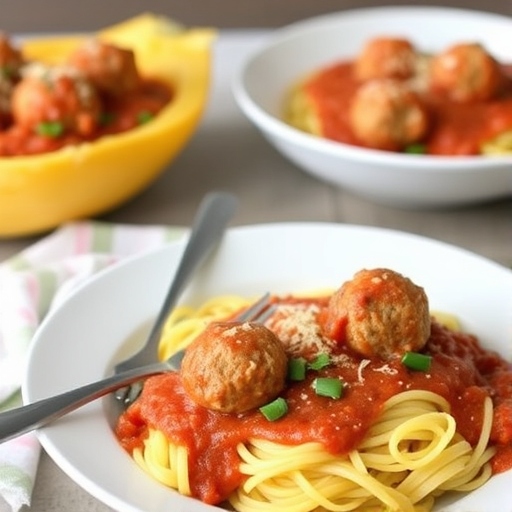 Lire la suite à propos de l’article Spaghetti Squash with Marinara and Turkey Meatballs: A Low-Carb, Blood-Sugar-Friendly Dinner